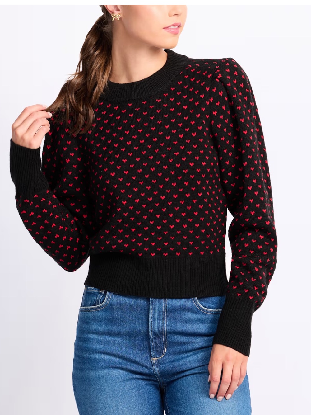 NWT Pistola Coco Heart Jacquard Mock Neck Sweater in the Amour colorway